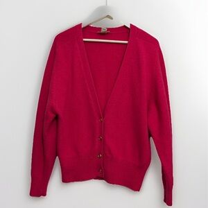Neil Martin Cardigan Sweater Lambswool Angora Blend Long Sleeve Pink - Medium